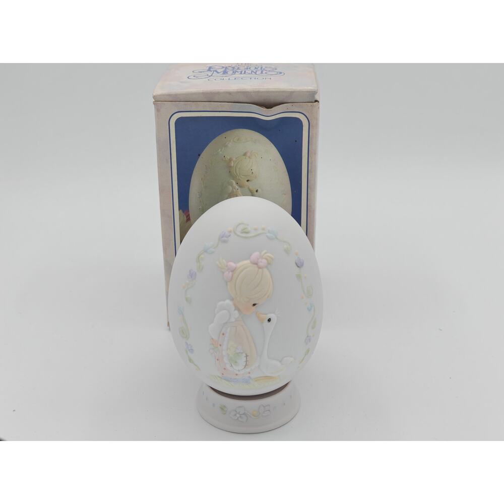 Precious Moments 1992 Make A Joyful Noise Enesco Porcelain Egg Figurine 528617